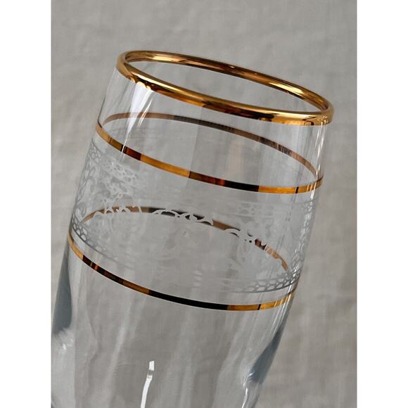 Paloma 24k Gold Crystal Stemware, hand decorated flutes, Set of 4 in box - Picture 3 of 6